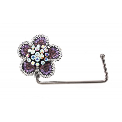 Bag Hanger - Rhinestone Flower - Amethyst - BH-GB1292AM